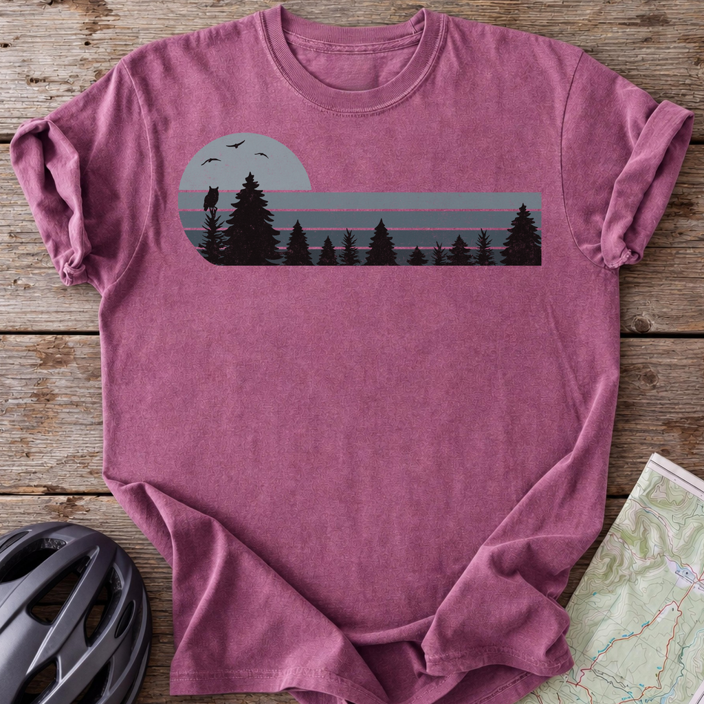 Vintage Blue Forest Birds T-shirt