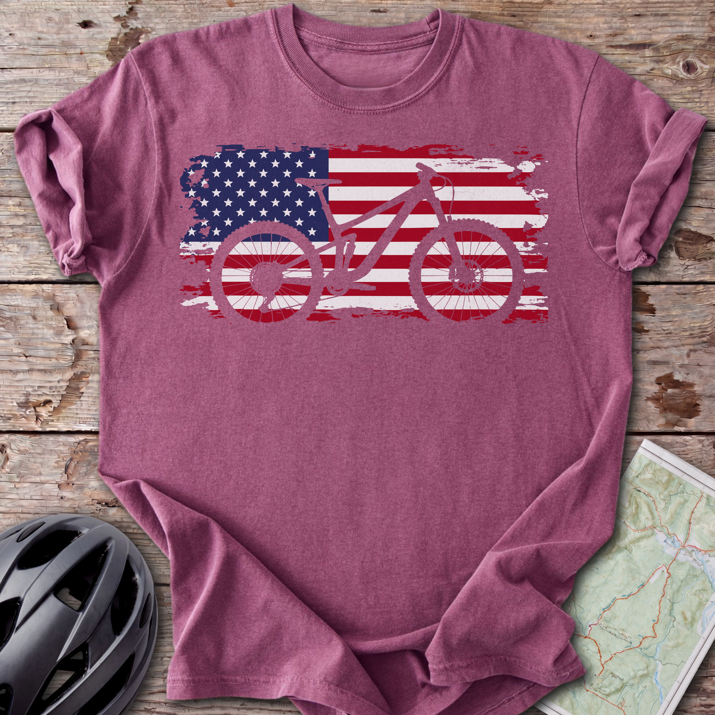 USA Mountain Bike Flag T-Shirt