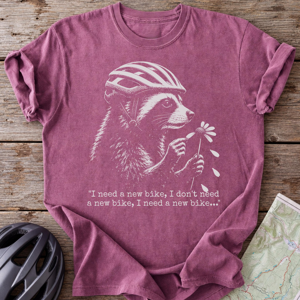 Racoon Needs a New Bike T-shirt