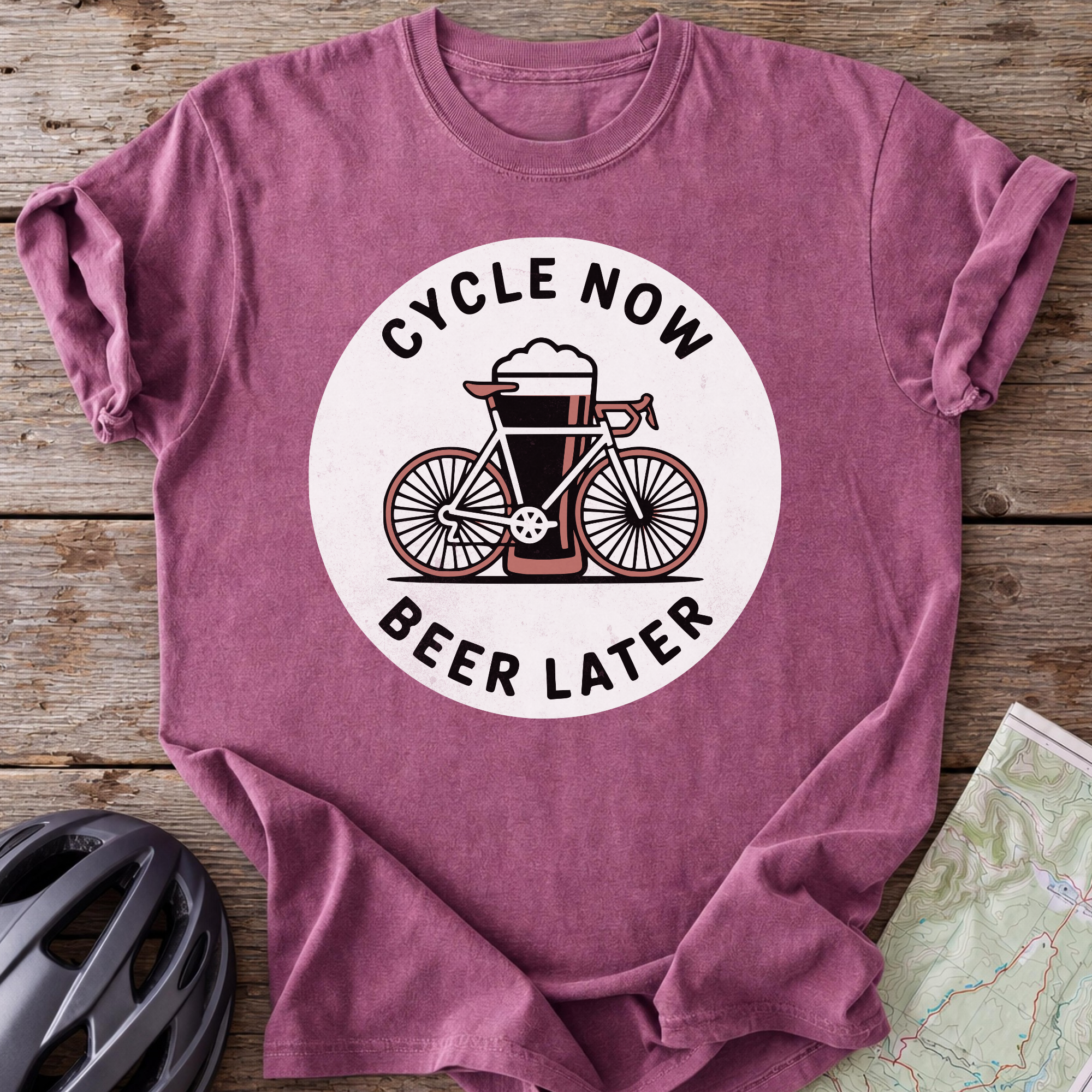 Cycle Now Beer Later Bike T-shirt