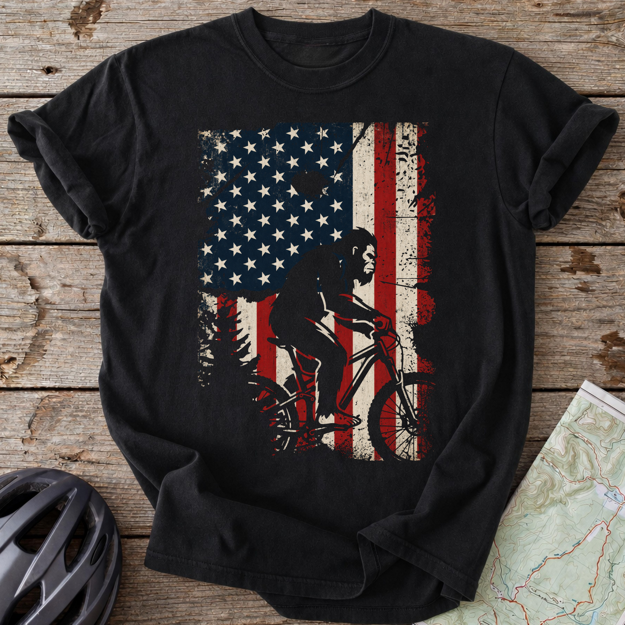 Bigfoot USA Flag T-shirt