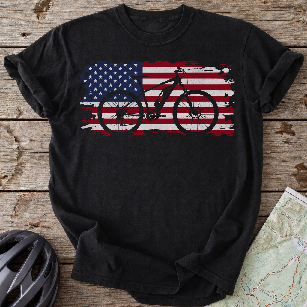 USA E-Bike Flag T-shirt