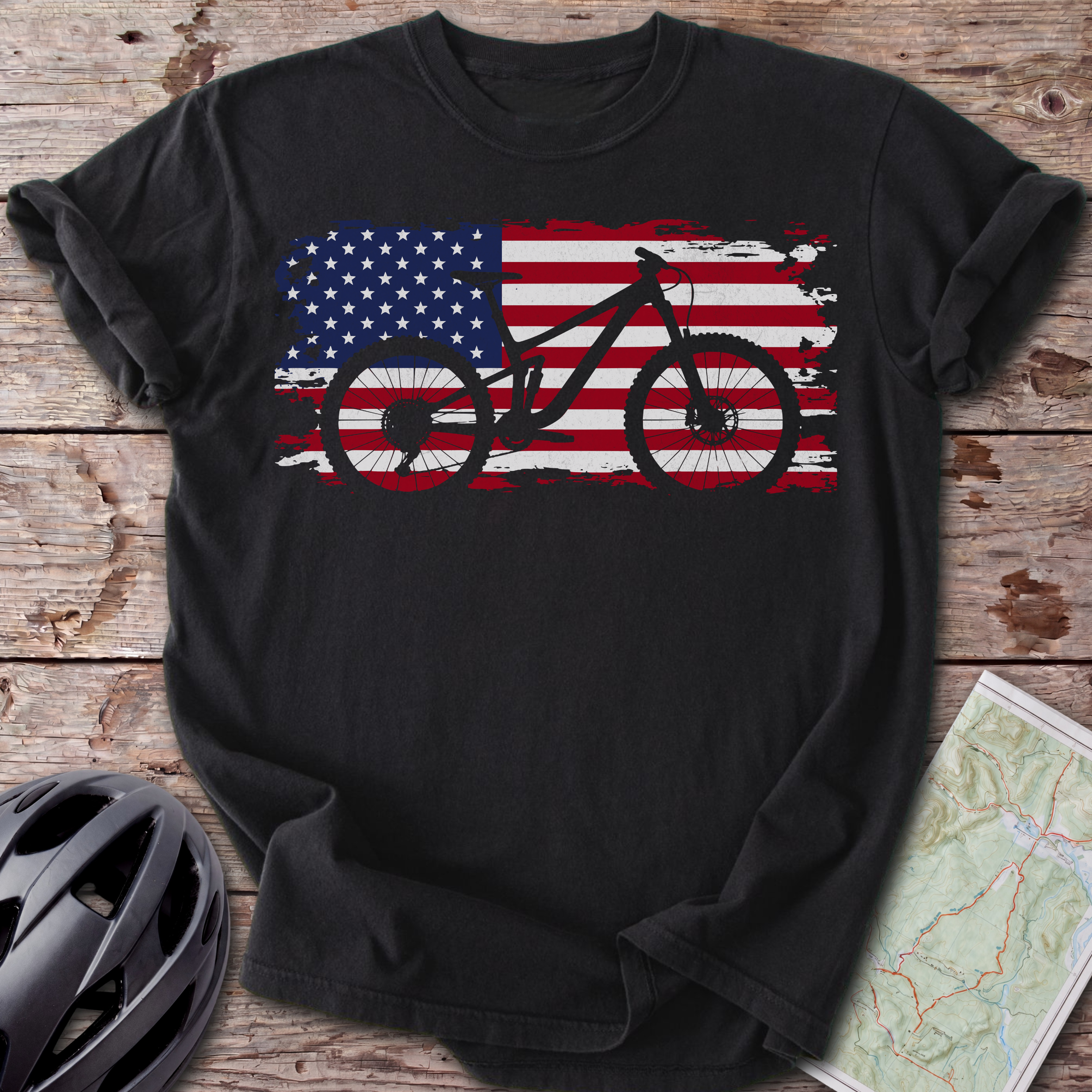 USA Mountain Bike Flag T-Shirt