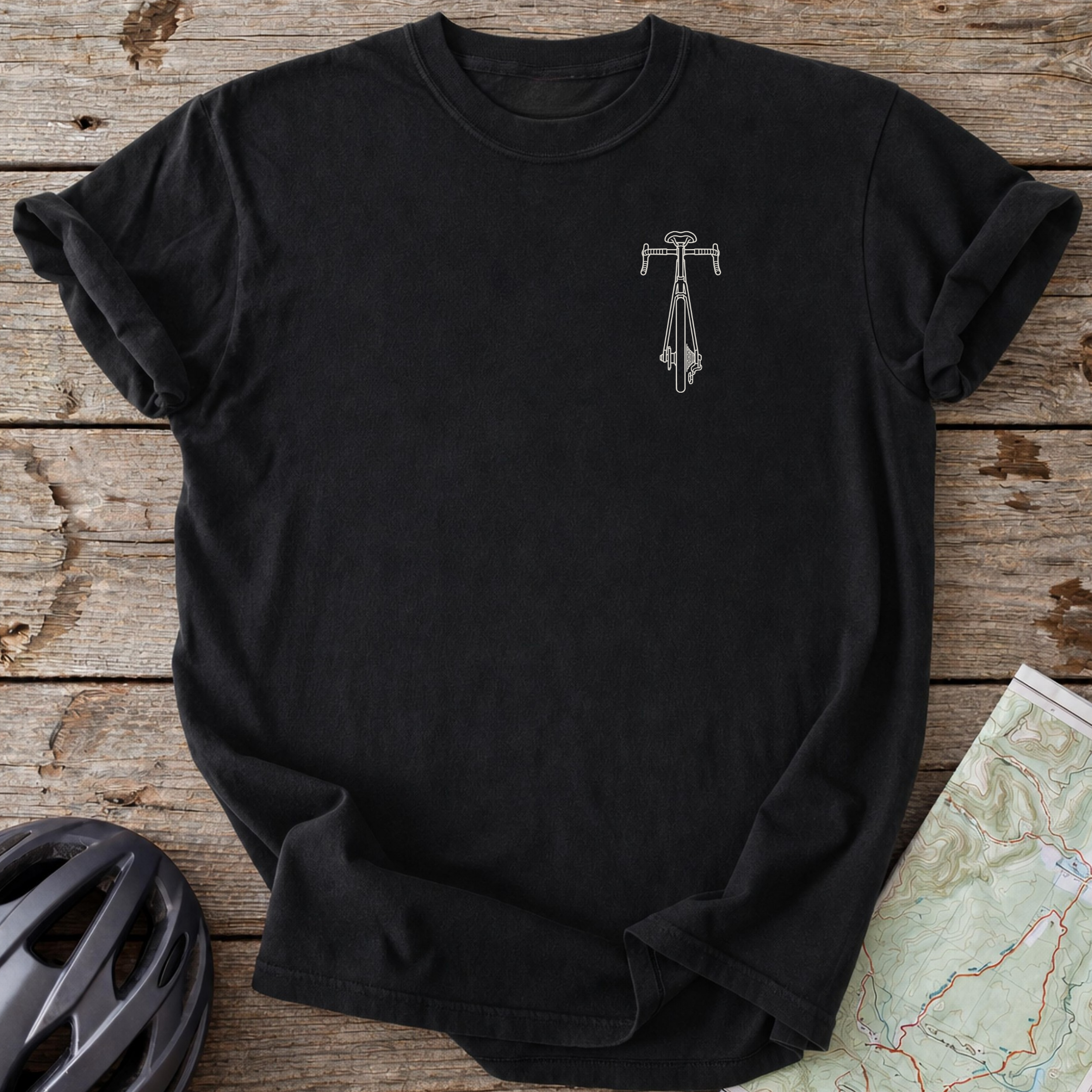 Road Bike Outline Pocket T-shirt