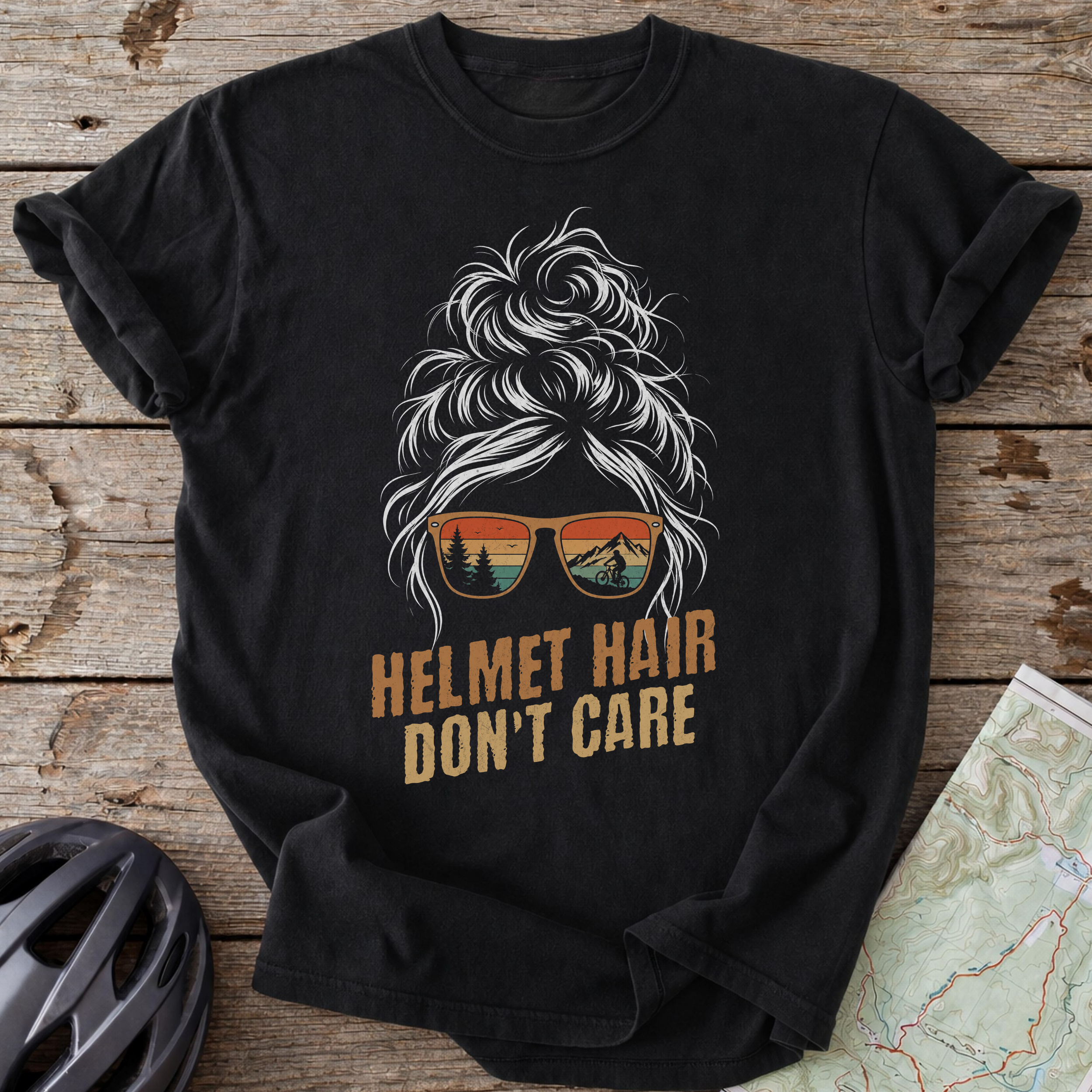 Helmet Hair Don't Care T-shirt