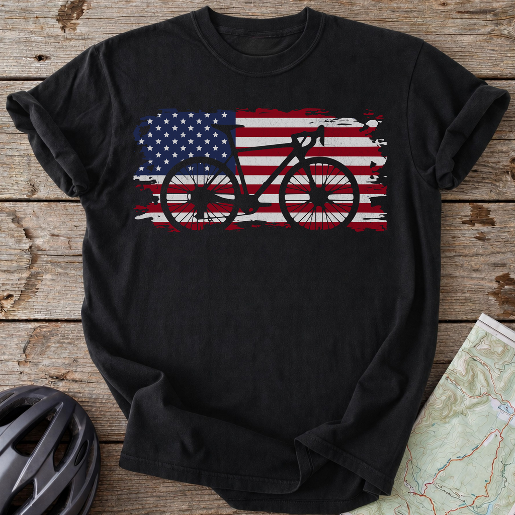 USA Road Bike Flag T-shirt
