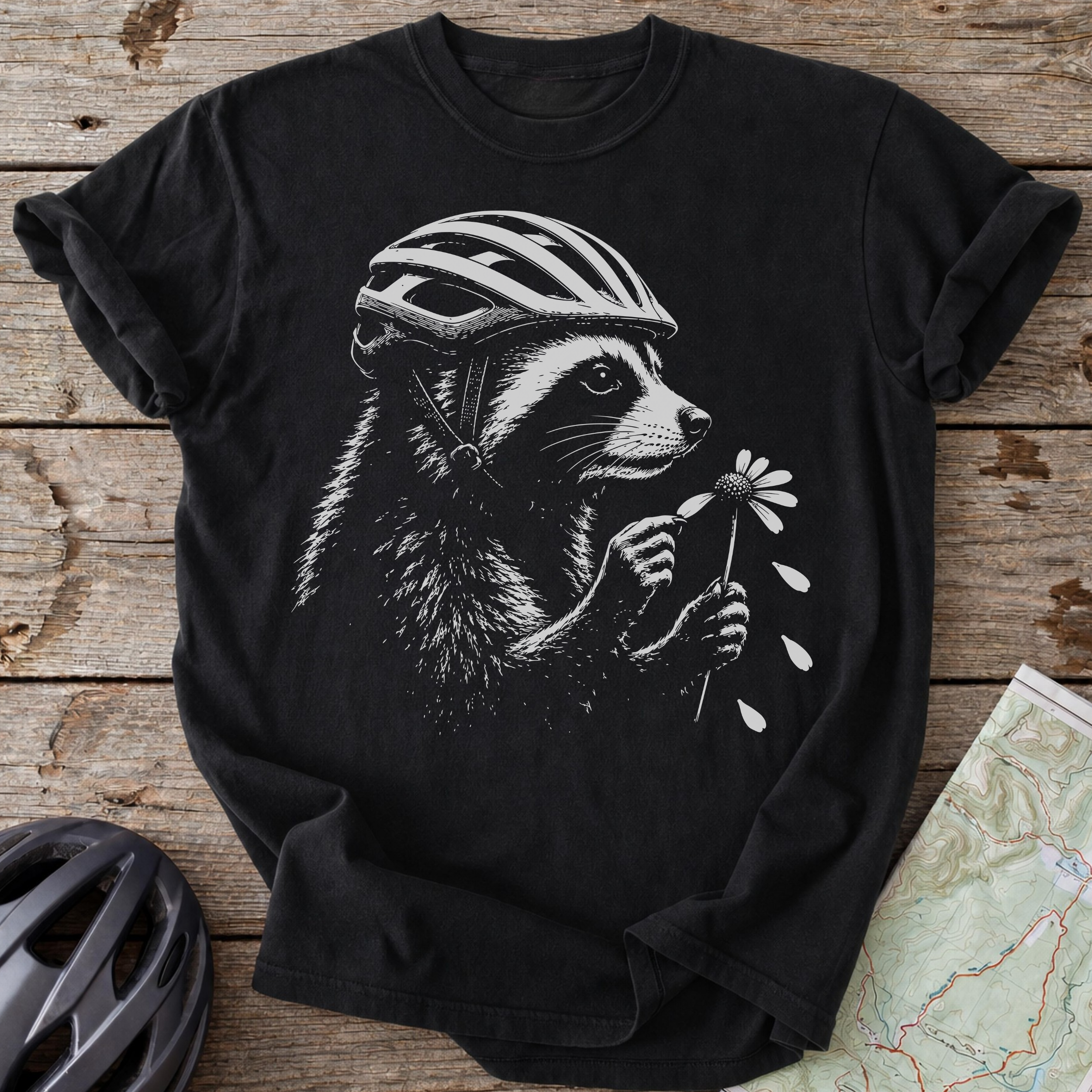 Racoon And Flower T-shirt