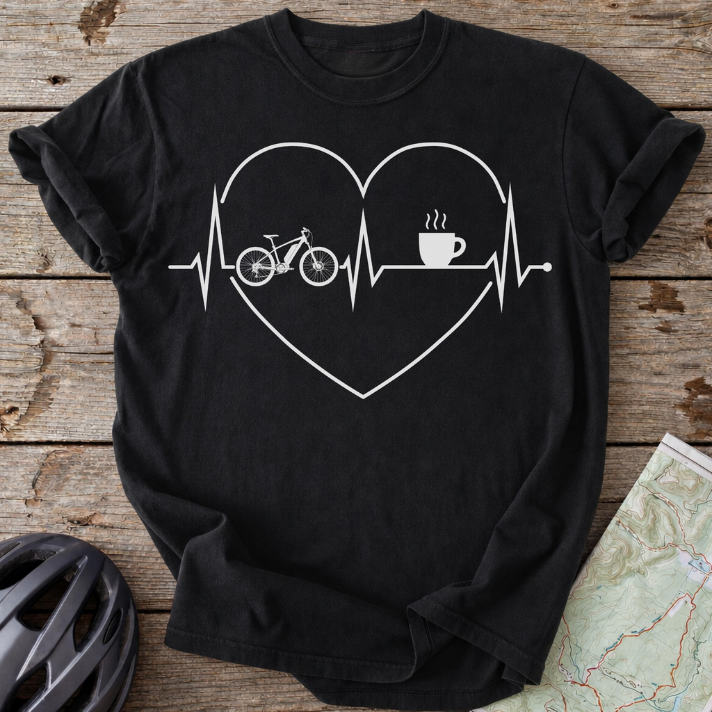 E-Bike And Coffee Heart Pulse T-shirt