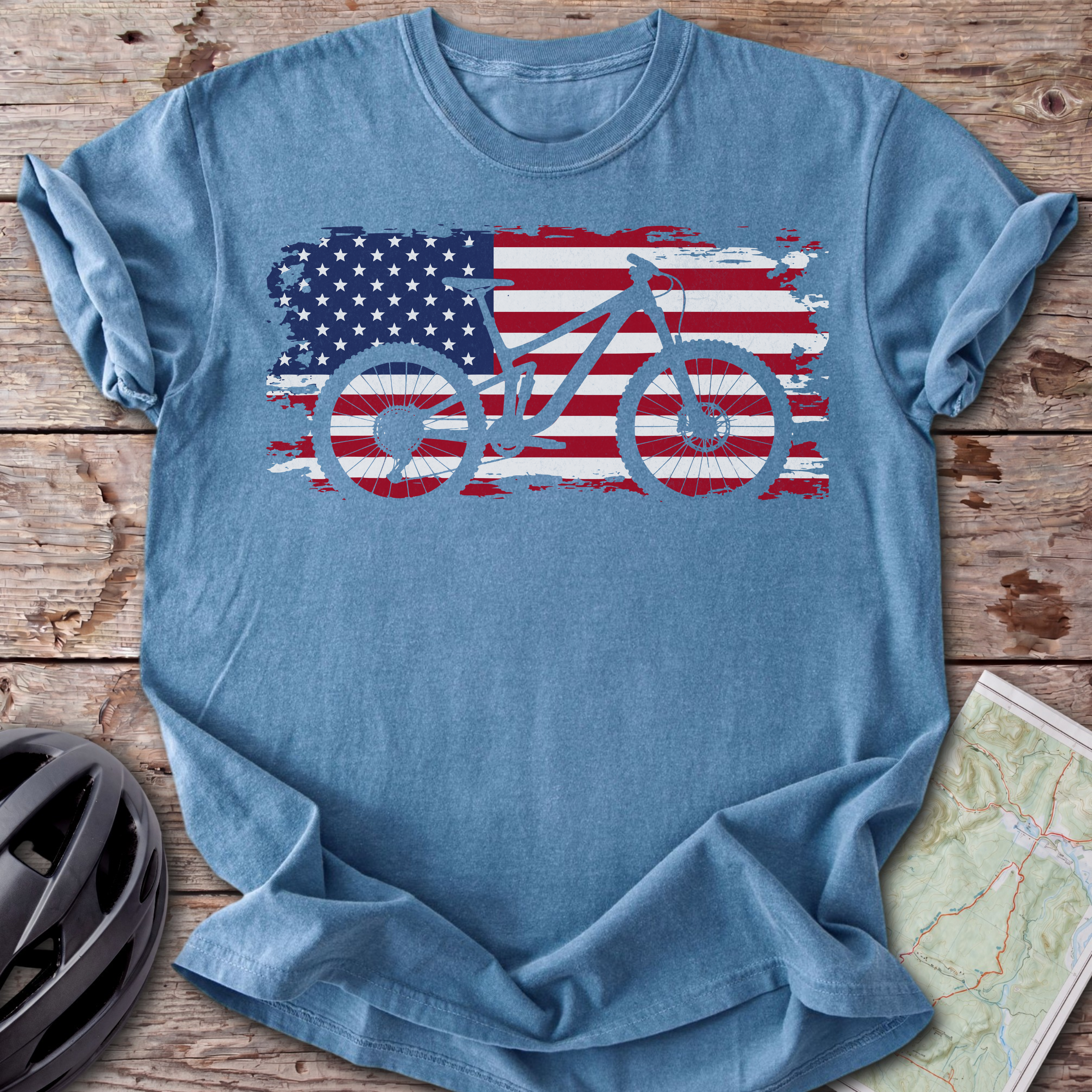 USA Mountain Bike Flag T-Shirt