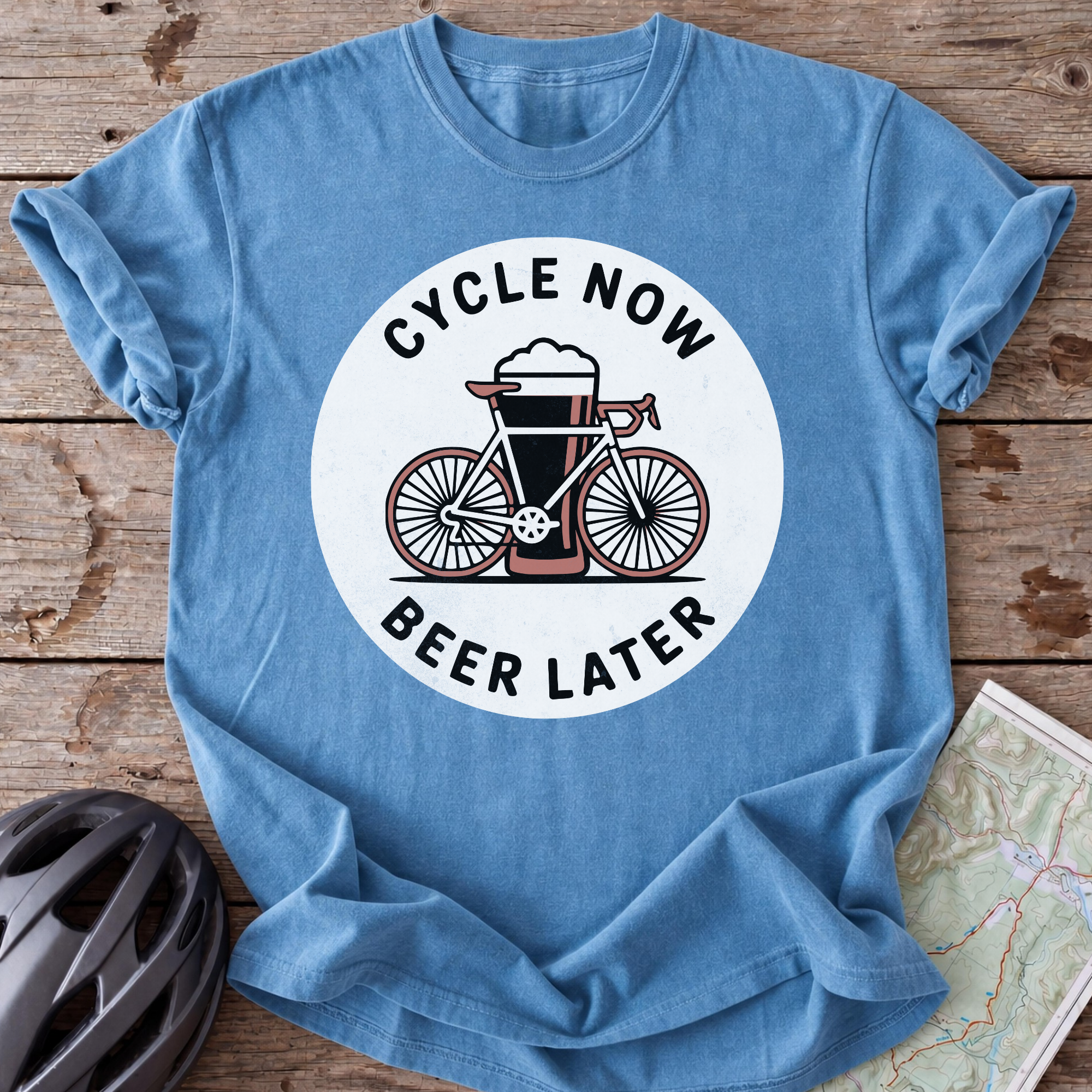 Cycle Now Beer Later Bike T-shirt