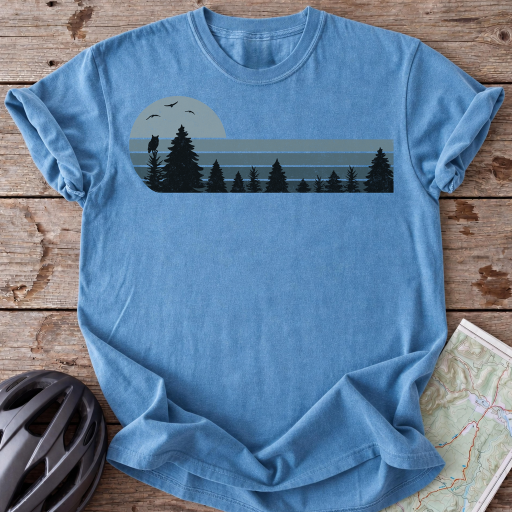 Vintage Blue Forest Birds T-shirt