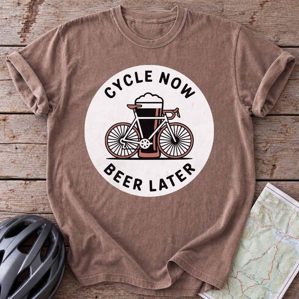 Cycle Now Beer Later Bike T-shirt