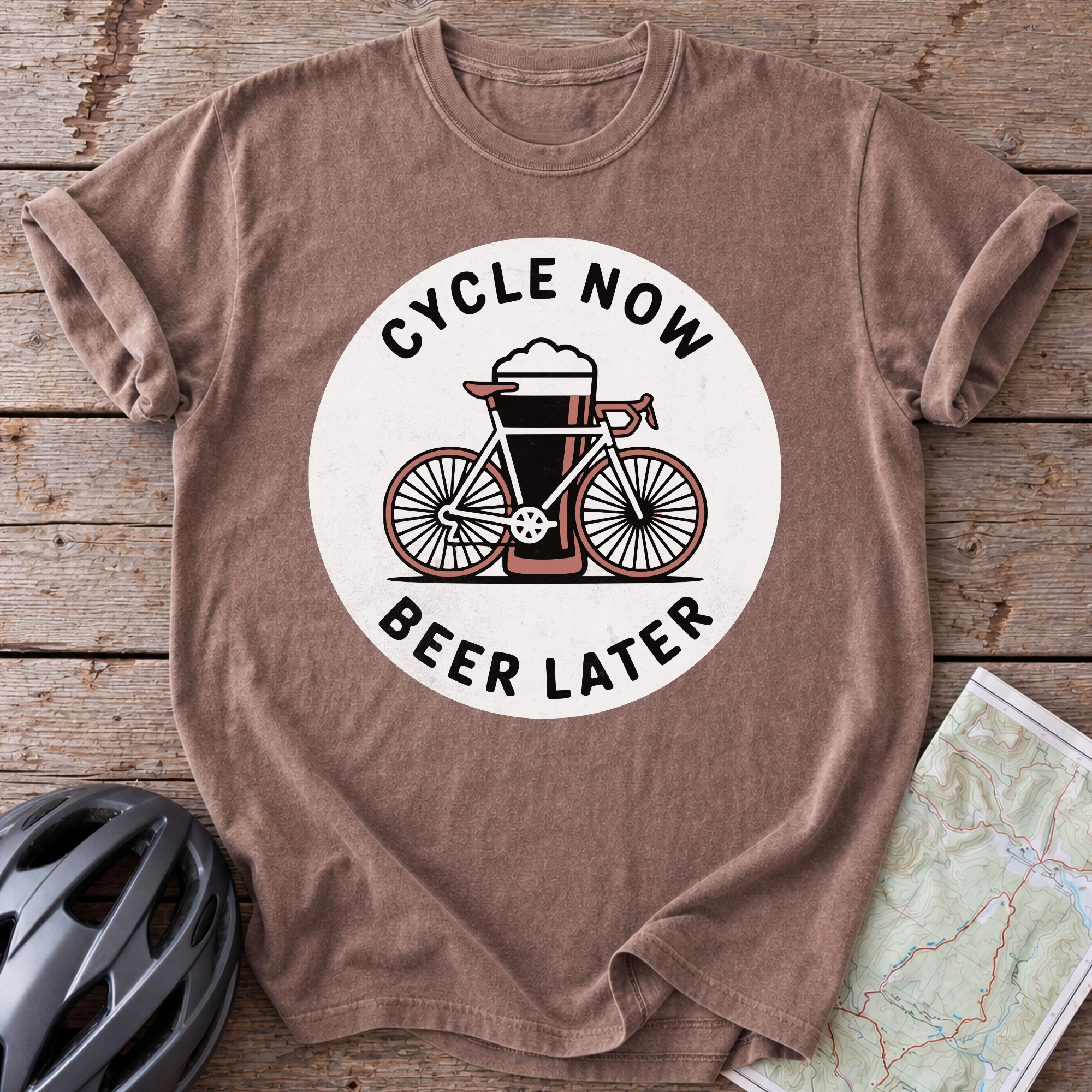 Cycle Now Beer Later Bike T-shirt