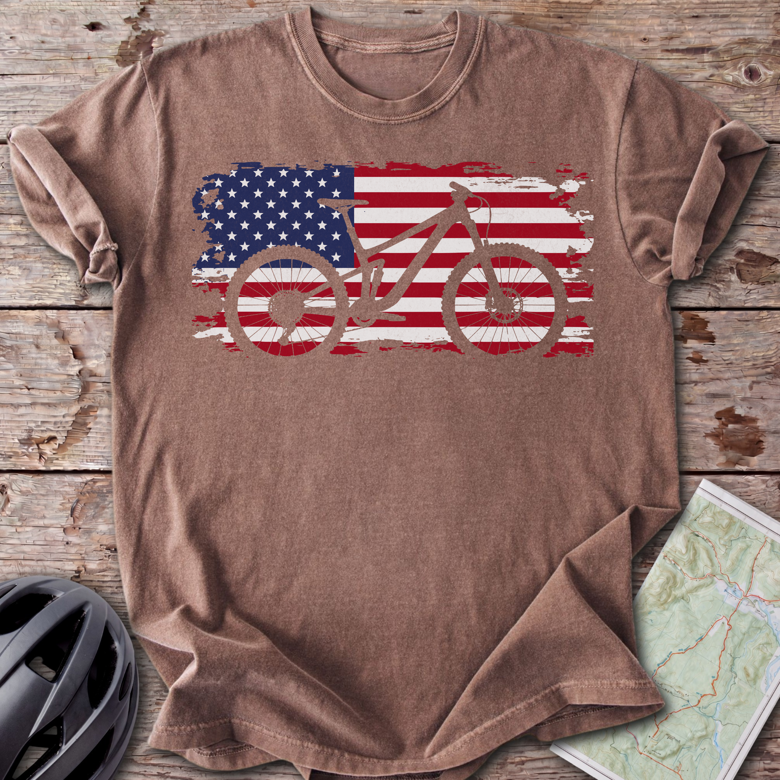USA Mountain Bike Flag T-Shirt