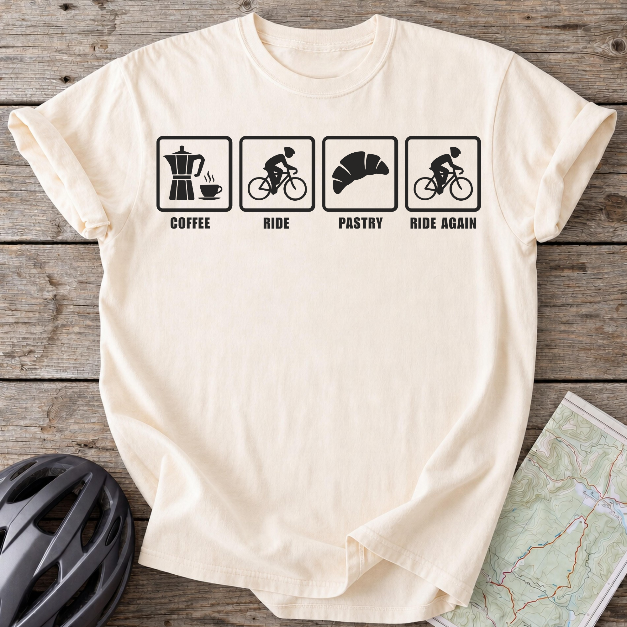 Coffee Ride Pastry Repeat T-shirt