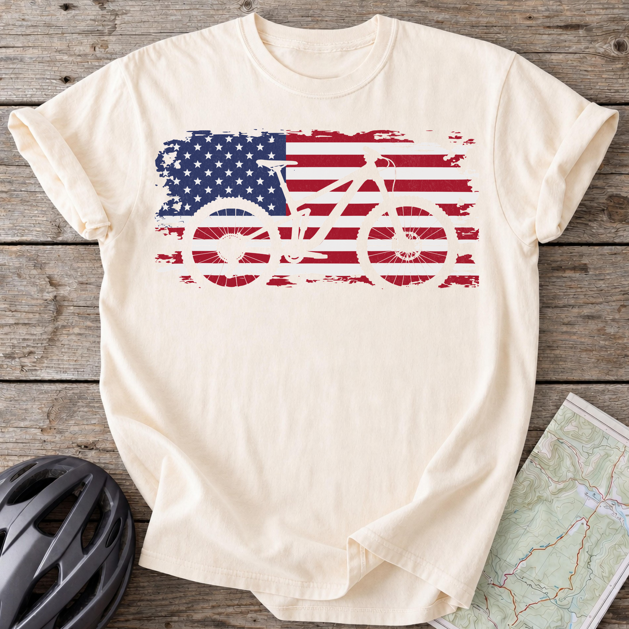 USA Mountain Bike Flag T-Shirt