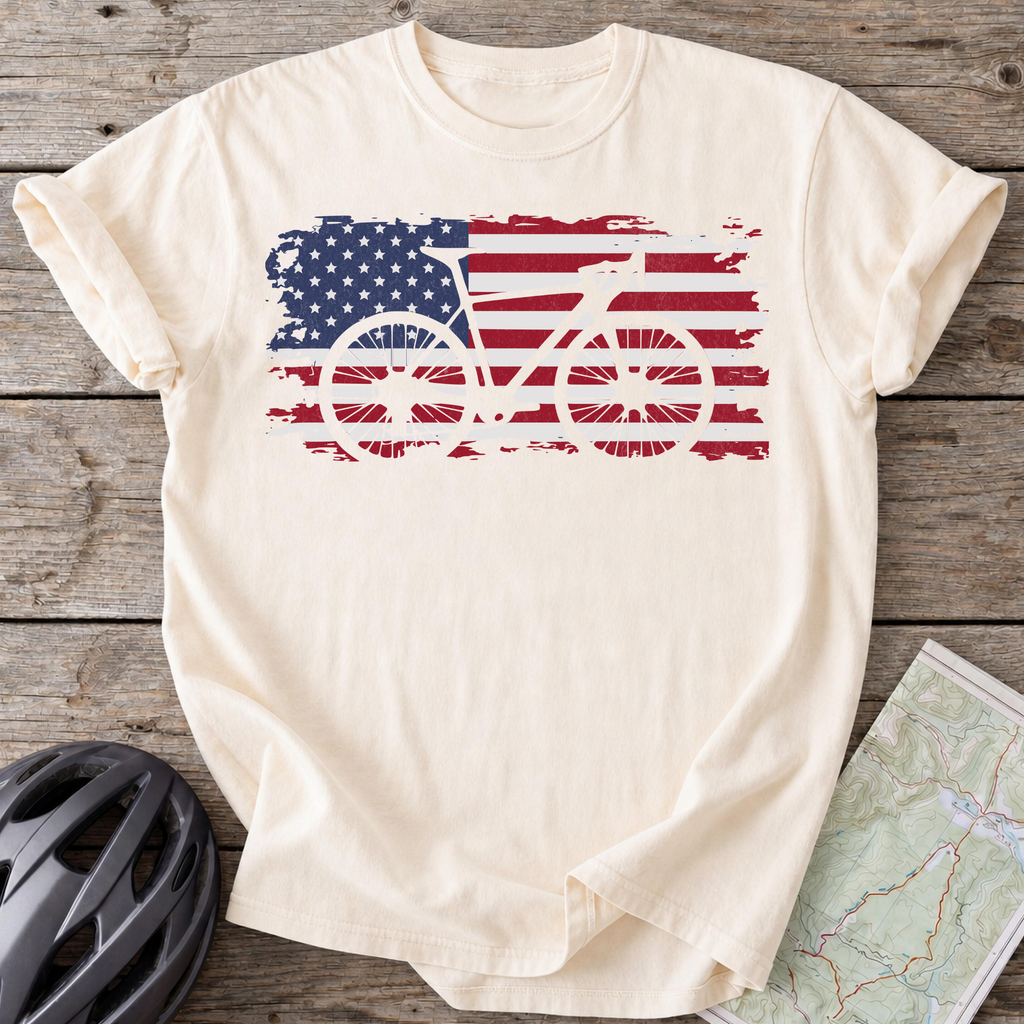 USA Road Bike Flag T-shirt