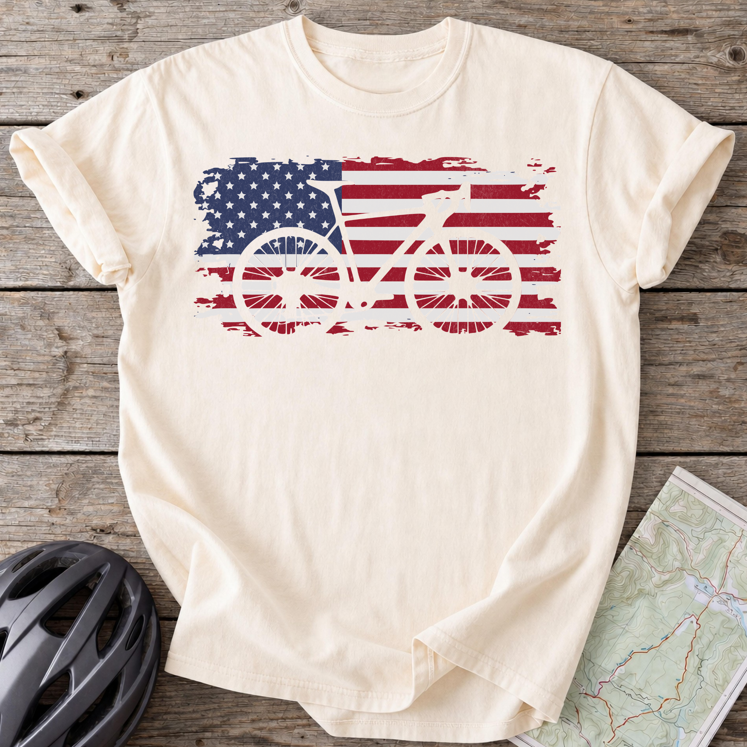 USA Road Bike Flag T-shirt