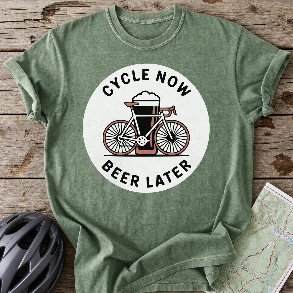 Cycle Now Beer Later Bike T-shirt