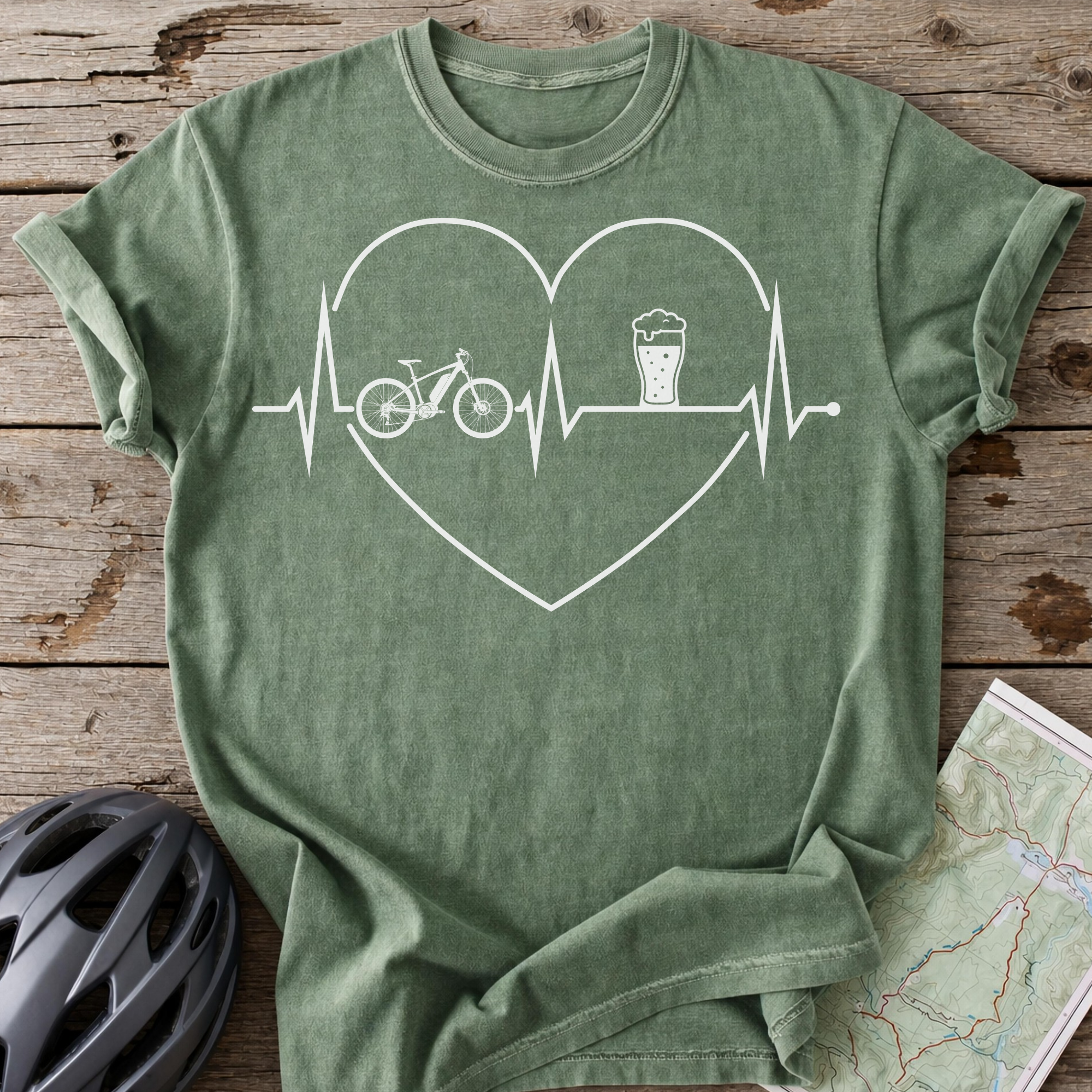 E-Bike And Beer Heart Pulse T-shirt