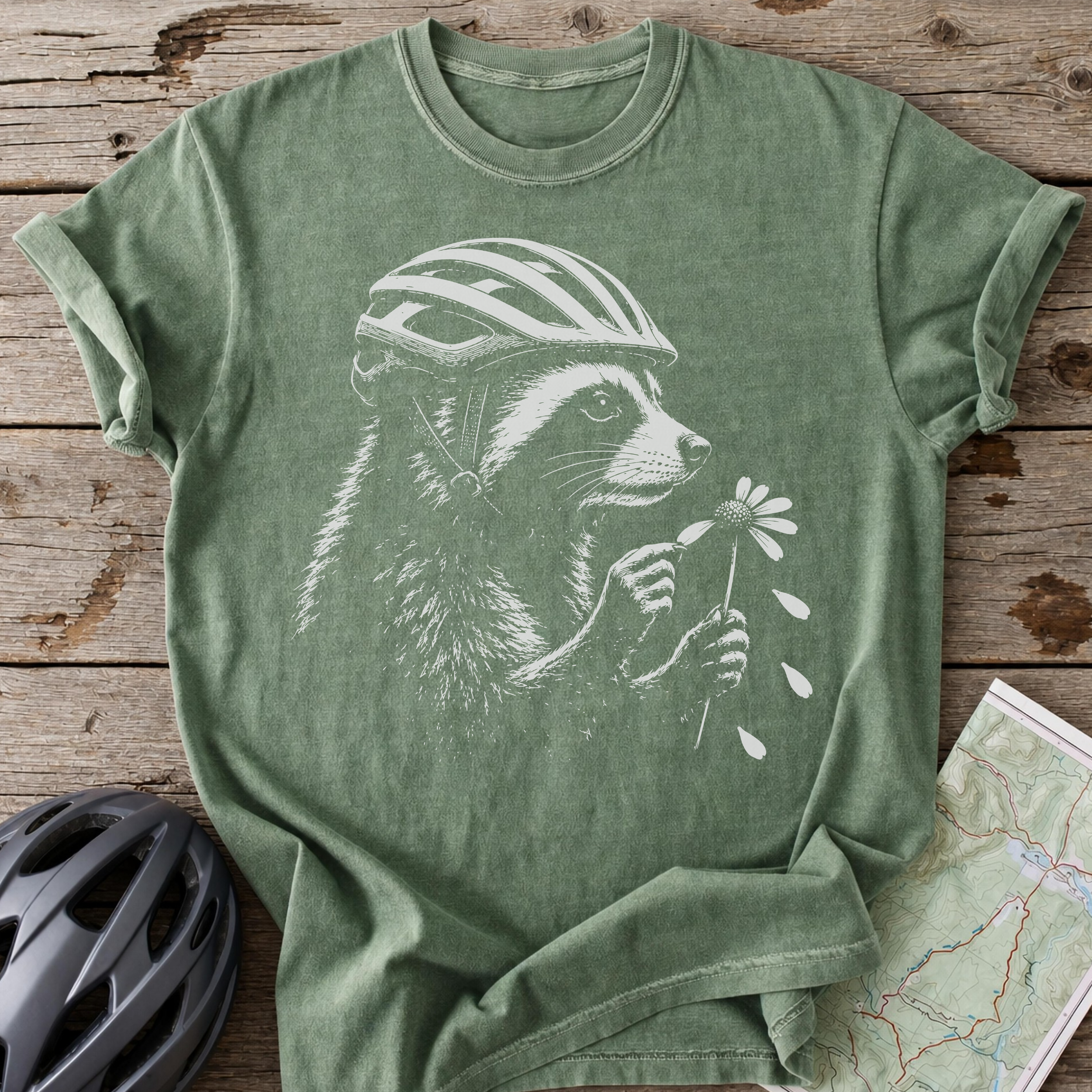 Racoon And Flower T-shirt