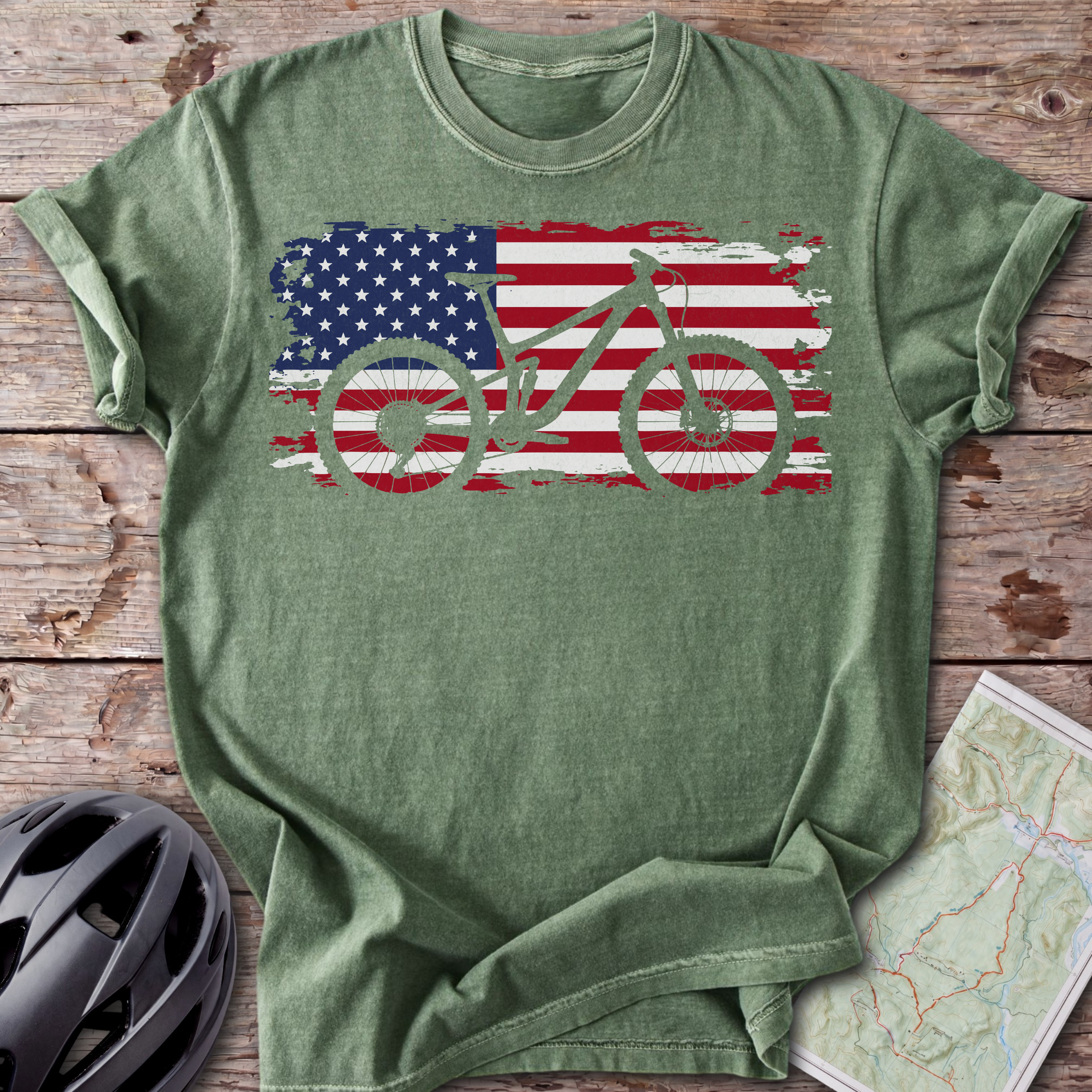 USA Mountain Bike Flag T-Shirt