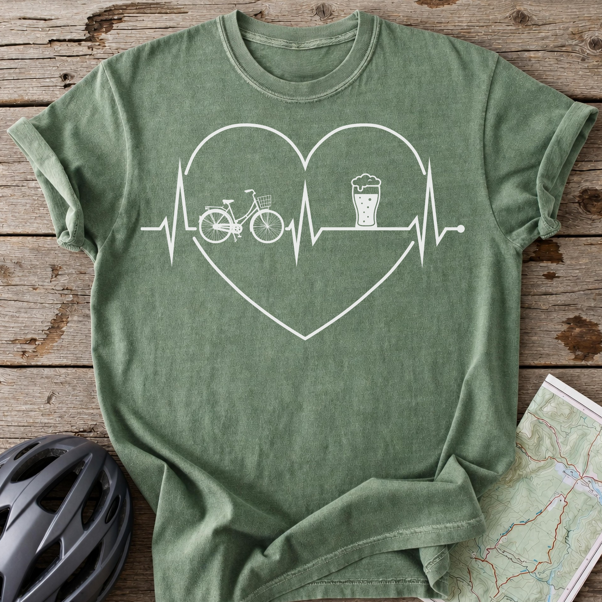 Classic Bike Beer Heart T-shirt