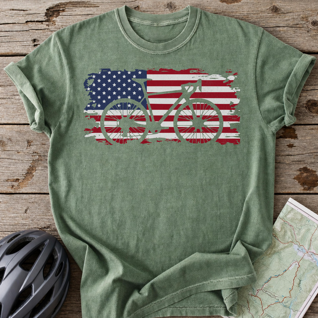 USA Road Bike Flag T-shirt