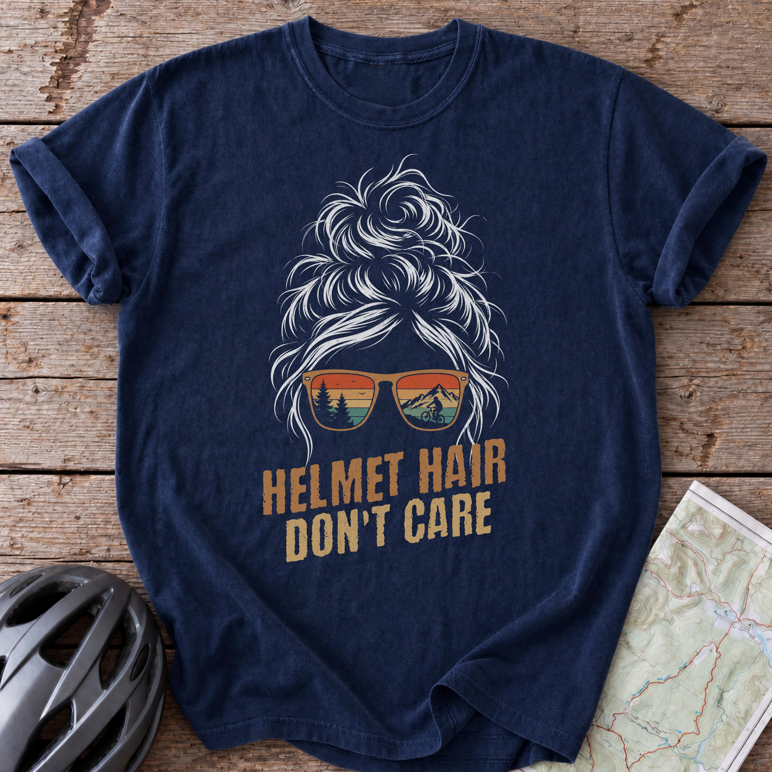 Helmet Hair Don't Care T-shirt