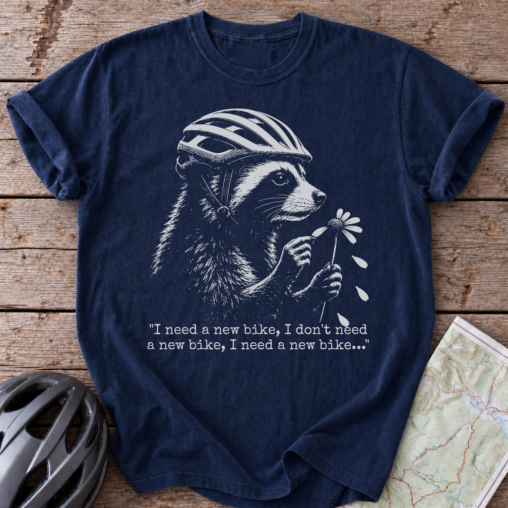 Racoon Needs a New Bike T-shirt