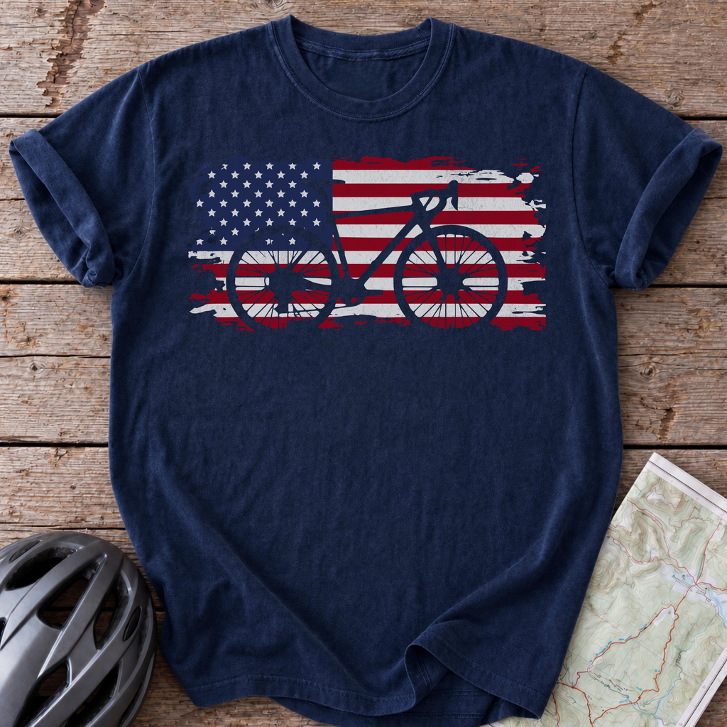 USA Road Bike Flag T-shirt