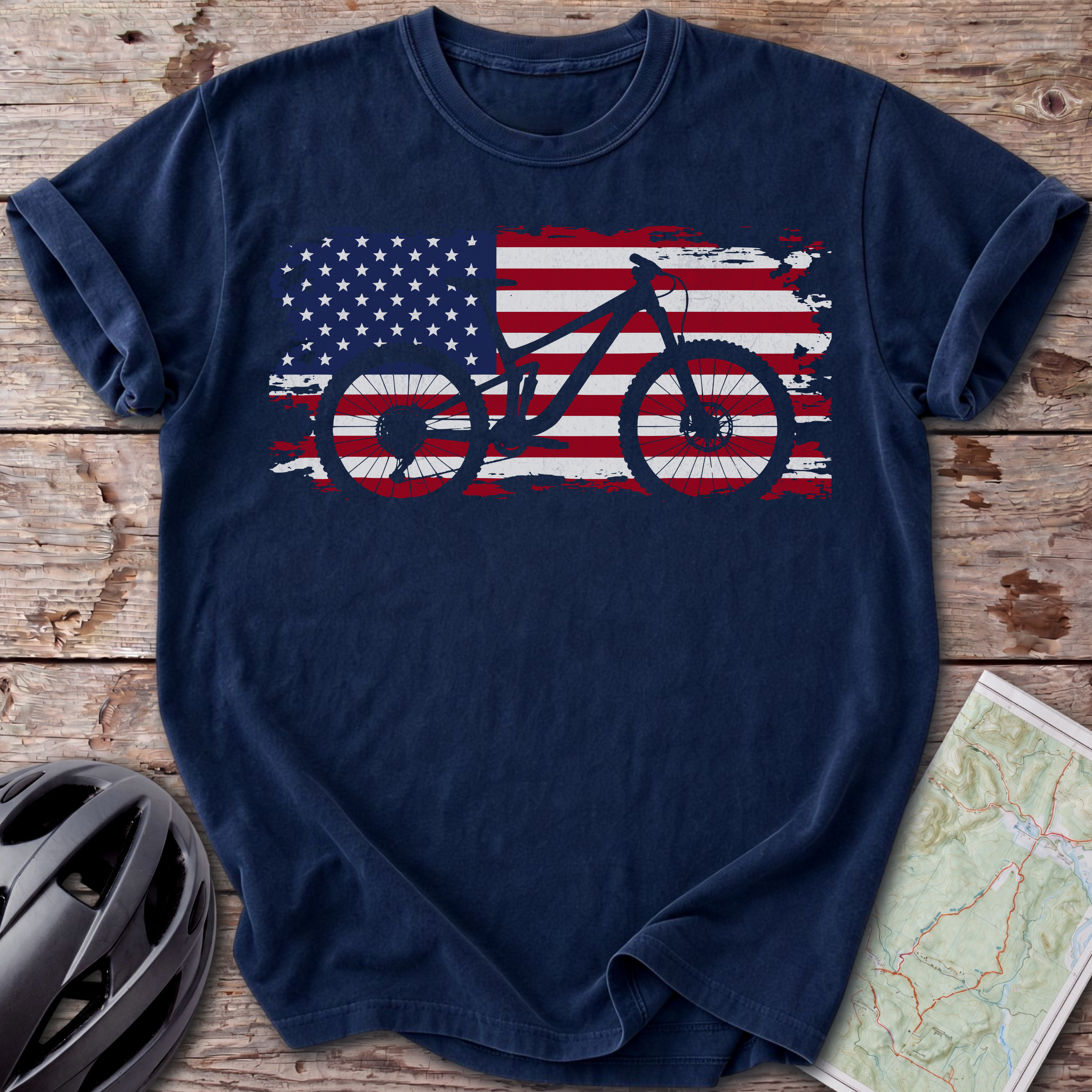 USA Mountain Bike Flag T-Shirt