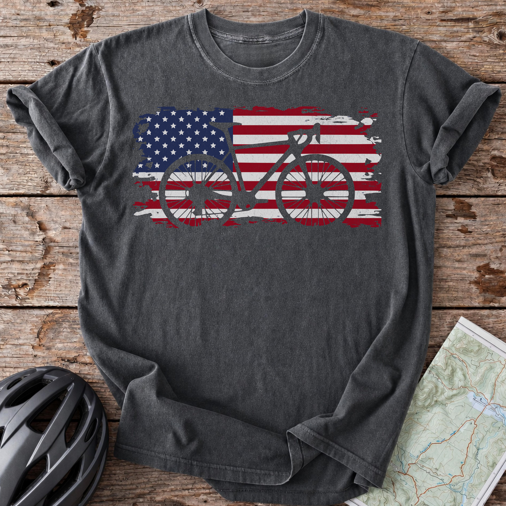 USA Road Bike Flag T-shirt