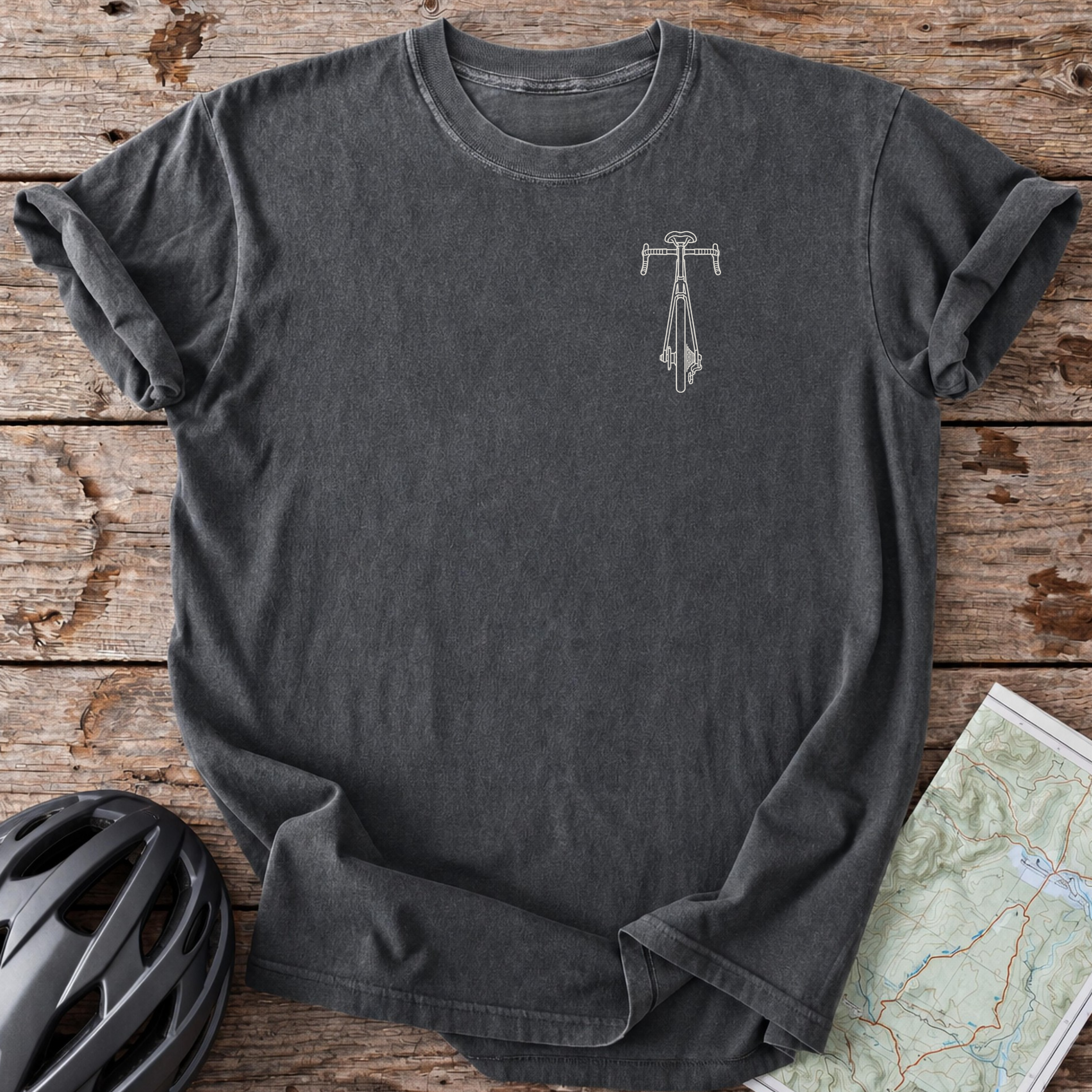 Road Bike Outline Pocket T-shirt