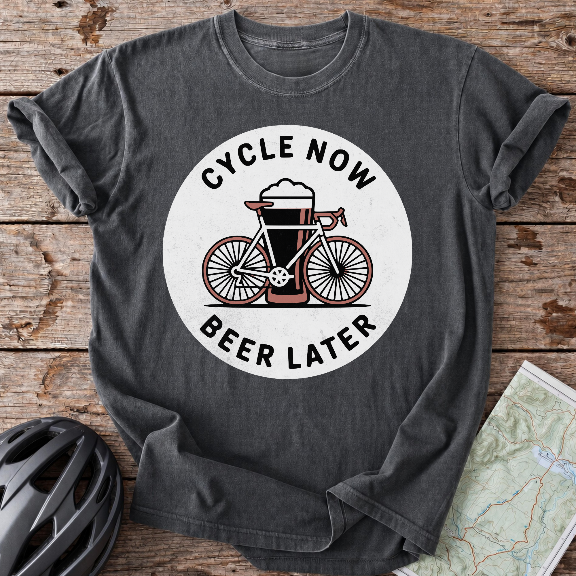 Cycle Now Beer Later Bike T-shirt